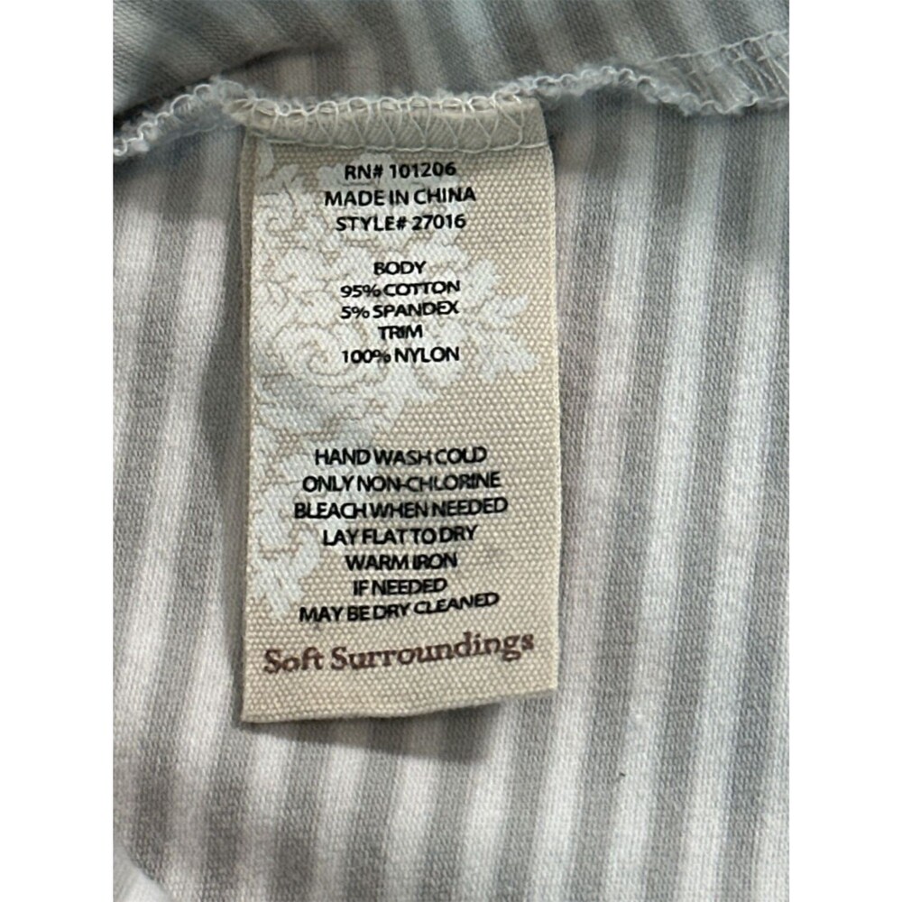 Soft Surroundings Lace Hem Tunic Tank Small Gray White Stripe Boho Flowy Soft - Picture 7 of 7